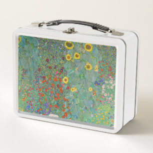 Gustav Klimt - Landgarten mit Sonnenblumen Metall Brotdose