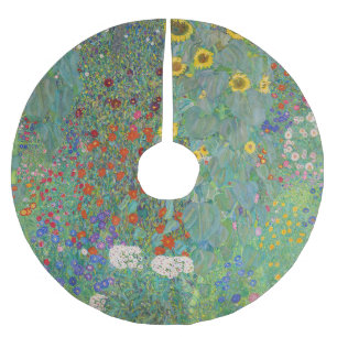 Gustav Klimt - Landgarten mit Sonnenblumen Polyester Weihnachtsbaumdecke