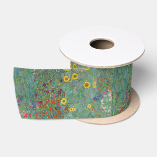 Gustav Klimt - Landgarten mit Sonnenblumen Satinband
