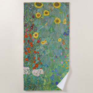 Gustav Klimt - Landgarten mit Sonnenblumen Strandtuch