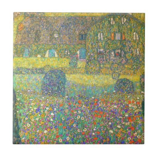 Gustav Klimt Landhaus vom Attersee Tile Fliese (Vorderseite)