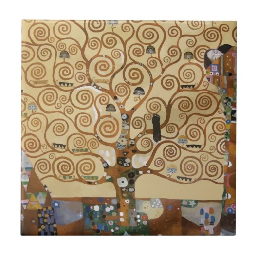 Gustav Klimt Lebensbaum Fliese (Vorderseite)