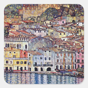 Gustav Klimt - Malcesine am Gardasee Italien Quadratischer Aufkleber