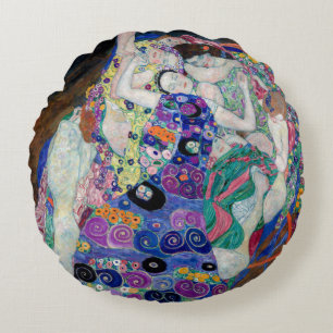 Gustav Klimt Malerei der Jungfrau Rundes Kissen