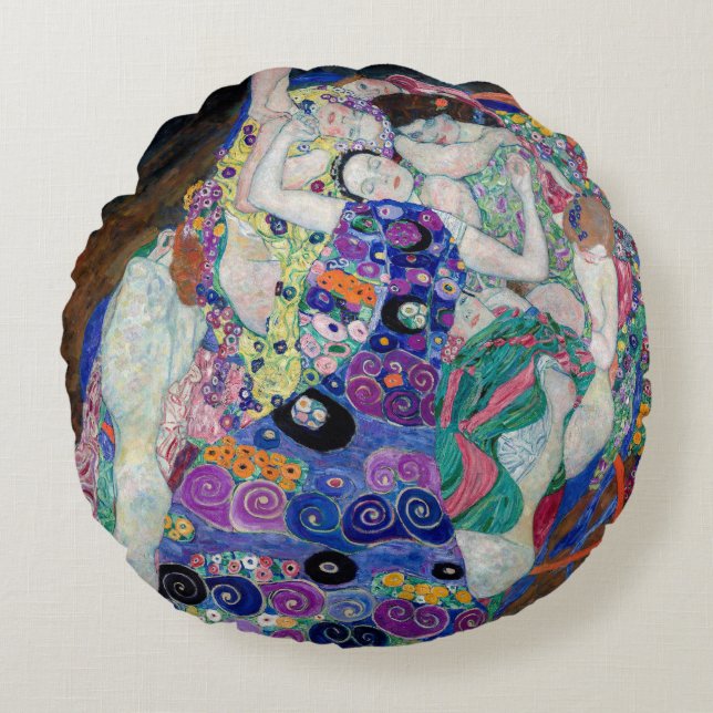 Gustav Klimt Malerei der Jungfrau Rundes Kissen (Vorderseite)