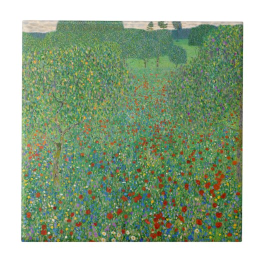 Gustav Klimt - Mohnfeld Fliese (Vorderseite)