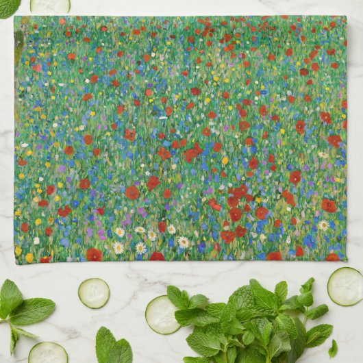 Gustav Klimt - Mohnfeld Geschirrtuch (Gefaltet)
