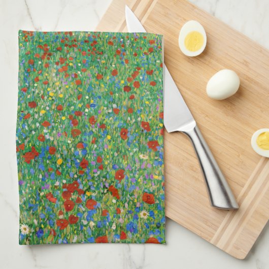 Gustav Klimt - Mohnfeld Geschirrtuch (Viertel Falte)