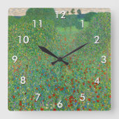 Gustav Klimt - Mohnfeld Quadratische Wanduhr (Vorderseite)