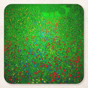 Gustav Klimt Mohnfeld Rechteckiger Pappuntersetzer