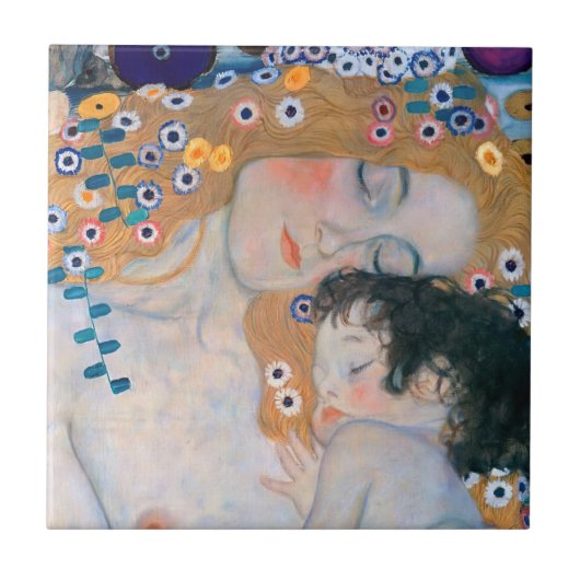 Gustav Klimt - Mutter und Kind Fliese (Vorderseite)