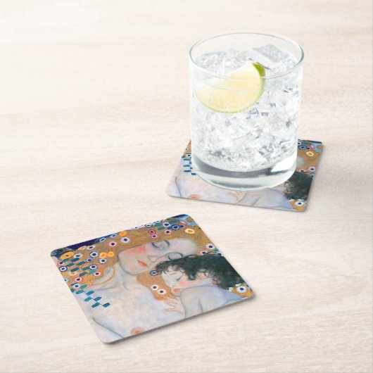 Gustav Klimt - Mutter und Kind Rechteckiger Pappuntersetzer (Vor Ort)