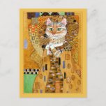 Gustav Klimt niedlicher Katzenlöffel Postkarte<br><div class="desc">Das ist ein Löffel von Gustav Klimts Porträtmalerei auf Adele Bloch-Bauer,  auch bekannt als "Die Frau in Gold".  Weil meine Version eine Katze enthält,  heißt sie "Die Katze in Gold".  Sie können die Randfarbe ändern,  wenn Sie möchten.  Dieses Bild ist auch auf anderen Produkten in meinem Zazzle-Shop erhältlich.</div>