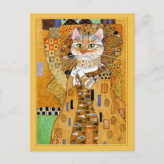 Gustav Klimt niedlicher Katzenlöffel Postkarte (Vorderseite)