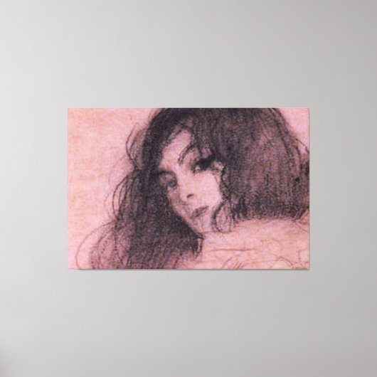Gustav Klimt Pink Dark Hair Hübsch Lady Sketch Leinwanddruck (Vorderseite)
