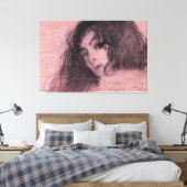 Gustav Klimt Pink Dark Hair Hübsch Lady Sketch Leinwanddruck (Insitu (Schlafzimmer))
