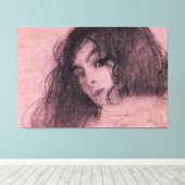 Gustav Klimt Pink Dark Hair Hübsch Lady Sketch Leinwanddruck (Insitu (Holzboden))
