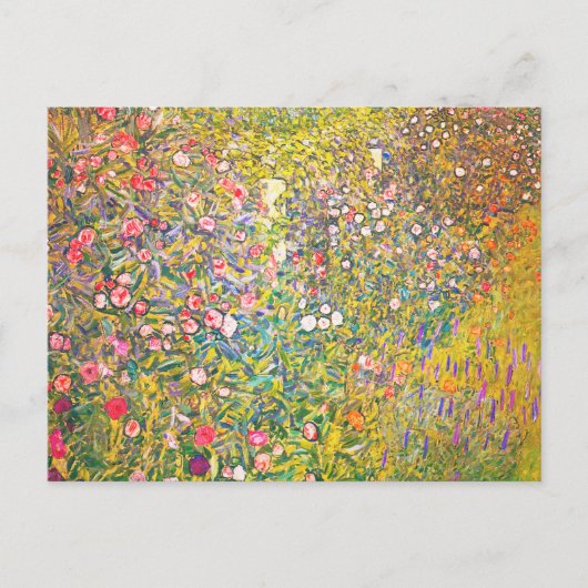 Gustav Klimt Pink Flowers Postcard Postkarte (Vorderseite)