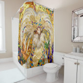 Gustav Klimt Polish Chicken in Flower Garden Duschvorhang (Beispiel)