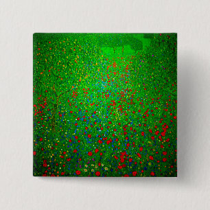 Gustav Klimt Poppy Field Button