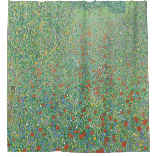 Gustav Klimt Poppy Field Duschvorhang (Vorderseite)