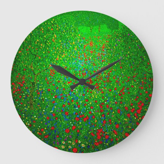 Gustav Klimt Poppy Field Große Wanduhr (Vorderseite)