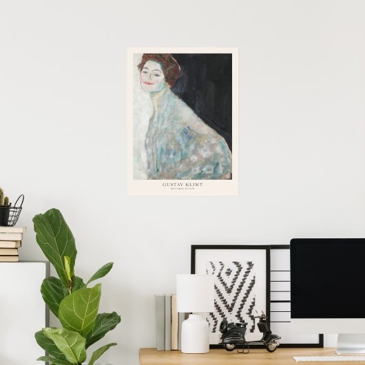 Gustav Klimt Portrait einer Dame in weißer Malerei Poster (Heimbüro)