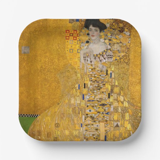 Gustav Klimt - Portrait von Adele Bloch-Bauer I Pappteller (Vorderseite)