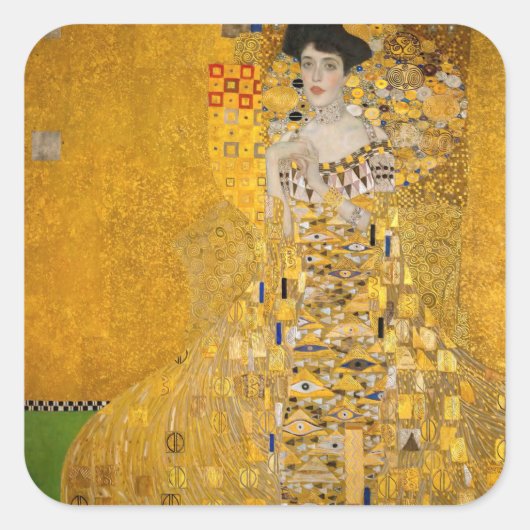 Gustav Klimt - Portrait von Adele Bloch-Bauer I Quadratischer Aufkleber (Vorderseite)