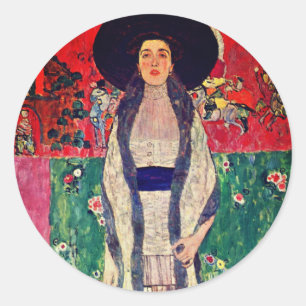 Gustav Klimt Portrait von Adele Bloch-Bauer II Runder Aufkleber