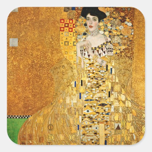 Gustav Klimt - Portrait von Adele Bloch Bauer Quadratischer Aufkleber (Vorderseite)