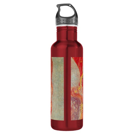 Gustav Klimt Red Woman Gold Schlangen Malerei Edelstahlflasche (Rückseite)