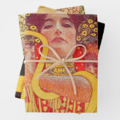 Gustav Klimt Red Woman Gold Schlangen Malerei Geschenkpapier Set (Beispiel)