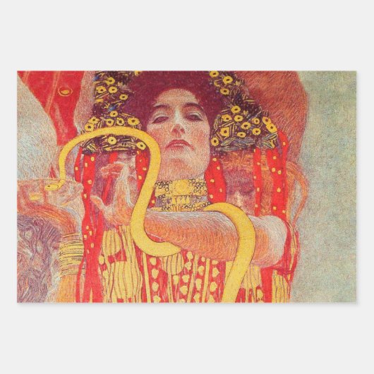 Gustav Klimt Red Woman Gold Schlangen Malerei Geschenkpapier Set (Vorderseite)