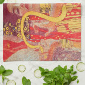 Gustav Klimt Red Woman Gold Schlangen Malerei Geschirrtuch (Gefaltet)