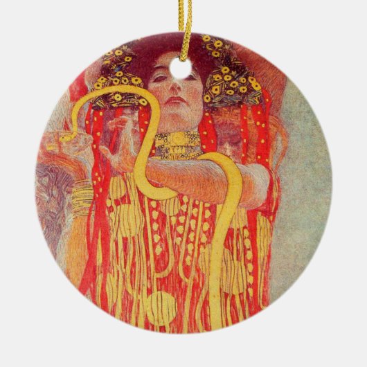 Gustav Klimt Red Woman Gold Schlangen Malerei Keramik Ornament (Vorne)
