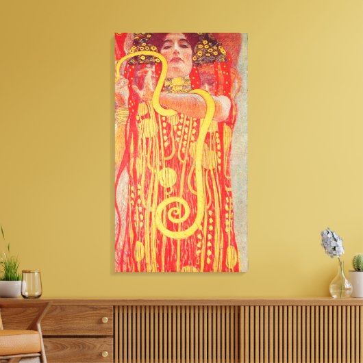 Gustav Klimt Red Woman Gold Schlangen Malerei Leinwanddruck (Insitu (Wohnzimmer))