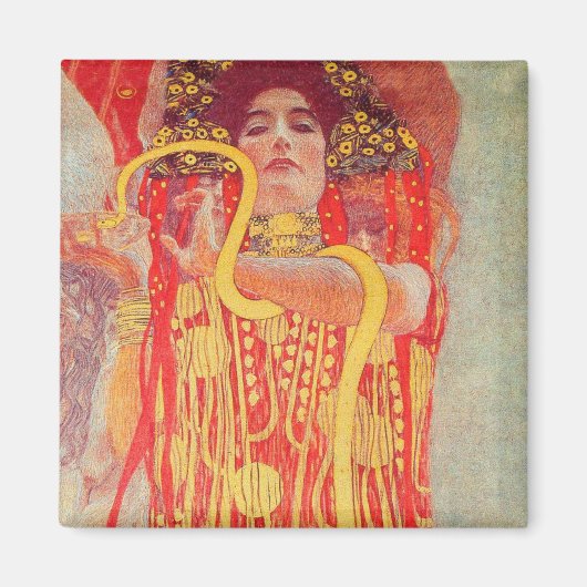 Gustav Klimt Red Woman Gold Schlangen Malerei Magnet (Vorne)