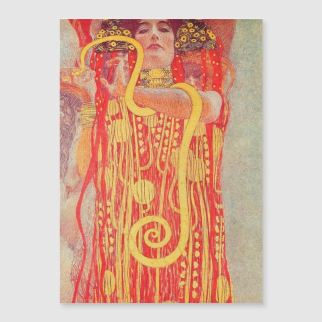 Gustav Klimt Red Woman Gold Schlangen Malerei Magnetkarte (Vorderseite)