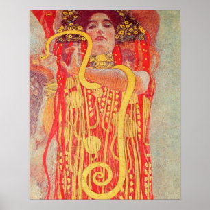 Gustav Klimt Red Woman Gold Schlangen Malerei Poster