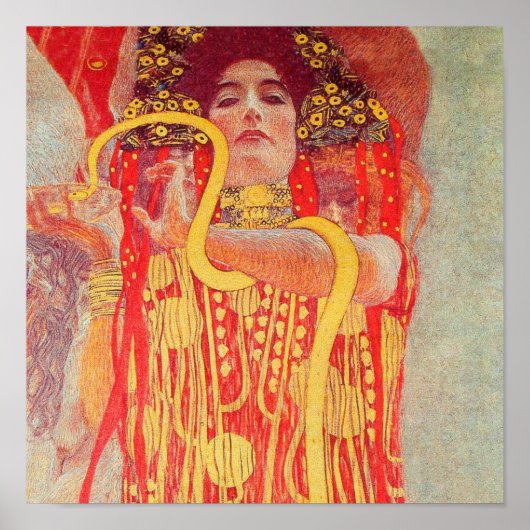 Gustav Klimt Red Woman Gold Schlangen Malerei Poster (Vorne)