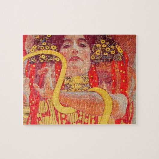 Gustav Klimt Red Woman Gold Schlangen Malerei Puzzle (Horizontal)