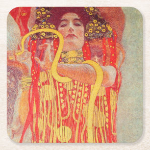 Gustav Klimt Red Woman Gold Schlangen Malerei Rechteckiger Pappuntersetzer