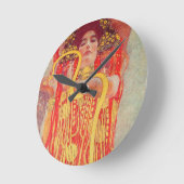 Gustav Klimt Red Woman Gold Schlangen Malerei Runde Wanduhr (Winkel)