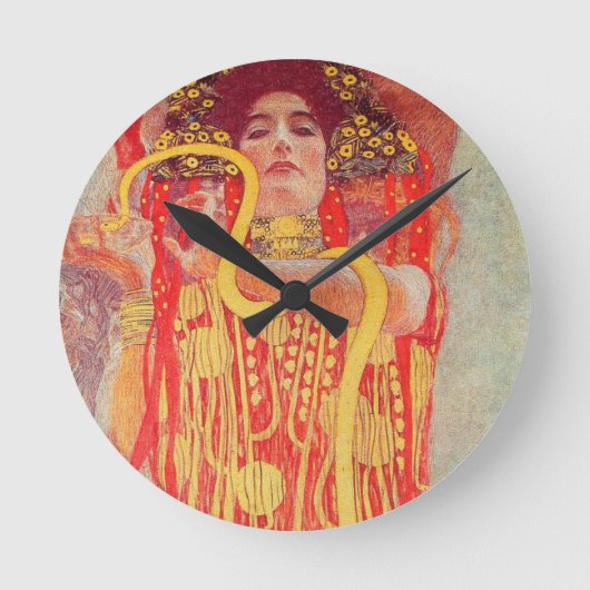 Gustav Klimt Red Woman Gold Schlangen Malerei Runde Wanduhr (Vorderseite)