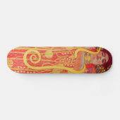 Gustav Klimt Red Woman Gold Schlangen Malerei Skateboard (Horizontal)