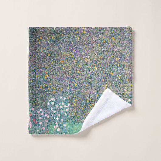 Gustav Klimt - Rosenbüsche unter den Bäumen Badhandtuch Set (Waschlappen)