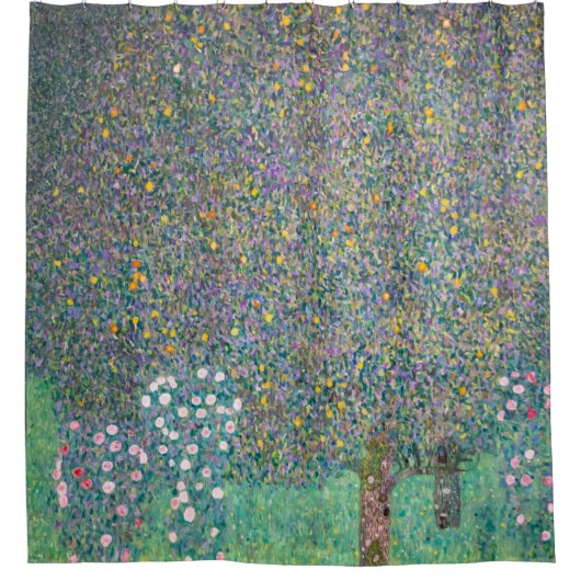 Gustav Klimt - Rosenbüsche unter den Bäumen Duschvorhang (Vorderseite)