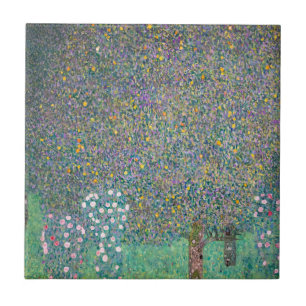 Gustav Klimt - Rosenbüsche unter den Bäumen Fliese
