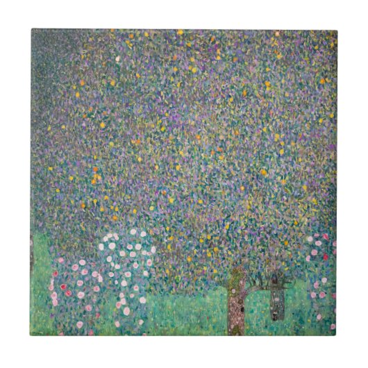 Gustav Klimt - Rosenbüsche unter den Bäumen Fliese (Vorderseite)
